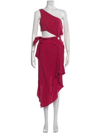 Pre-owned Just Bee Queen One-shoulder Midi Length Dress In Pink