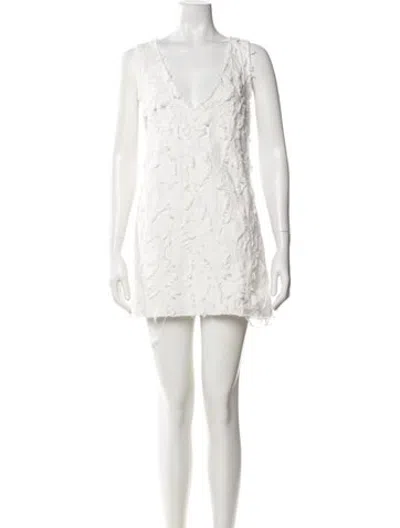 Pre-owned Just Bee Queen Patterned Mini Dress W/ Tags In White