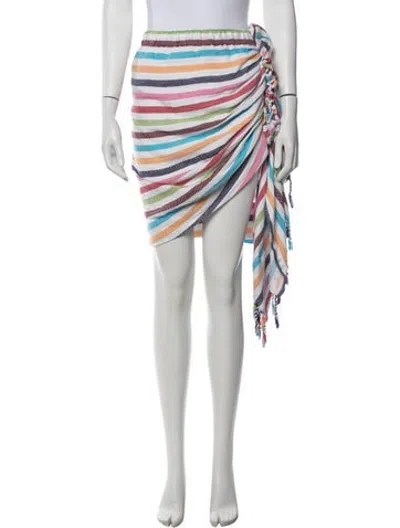 Pre-owned Just Bee Queen Striped Mini Skirt In White