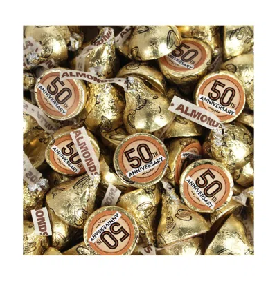Just Candy 90ct 50th Anniversary Candy Party Favors Hershey's Kisses Milk Chocolate (90 Candies + 1 Sheet Stick In Gold