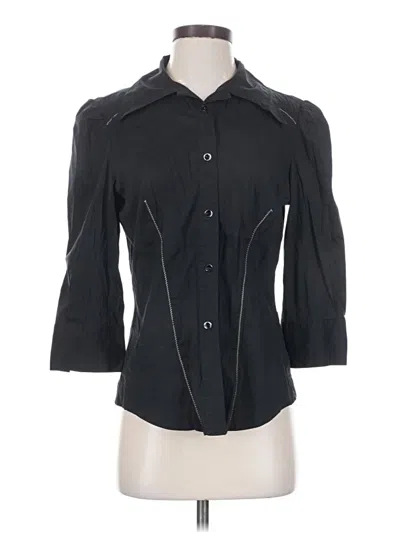 Pre-owned Just Cavalli 3/4 Sleeve Button Down Shirt In Black