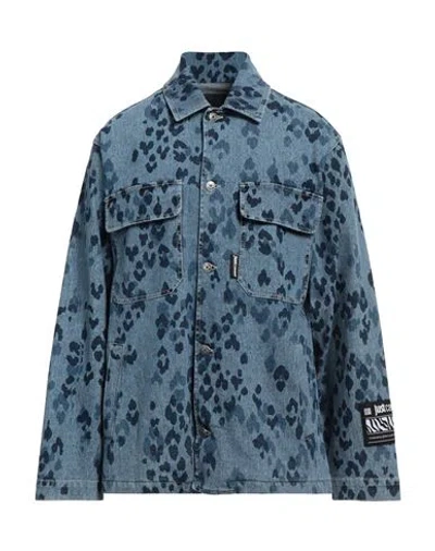 Just Cavalli Man Denim Shirt Blue Size 38 Cotton, Elastane