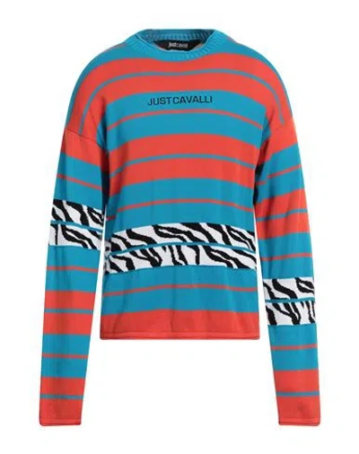 Just Cavalli Man Sweater Turquoise Size M Cotton In Blue