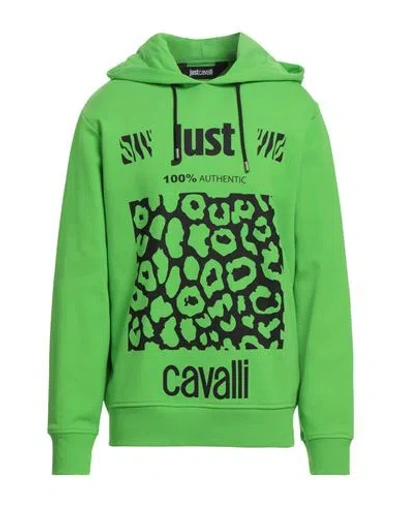 Just Cavalli Man Sweatshirt Acid Green Size M Cotton, Elastane