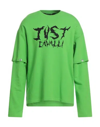Just Cavalli Man Sweatshirt Acid Green Size M Cotton, Elastane