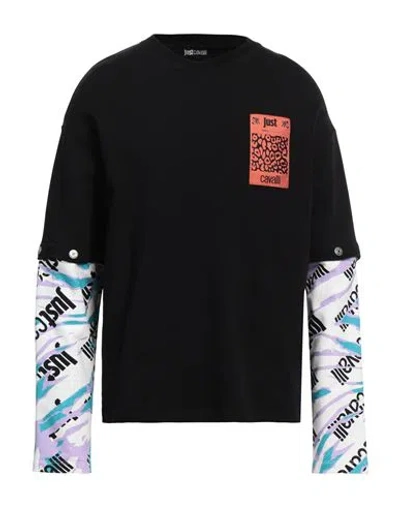 Just Cavalli Man Sweatshirt Black Size M Cotton