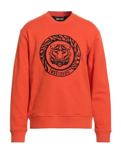 Just Cavalli Man Sweatshirt Orange Size M Cotton