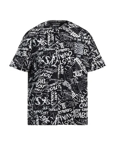 Just Cavalli Man T-shirt Black Size L Cotton
