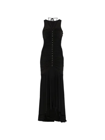 Just Cavalli Ruched V-neck Dress In Black