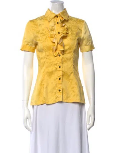 Pre-owned Just Cavalli Vintage 2000's Blouse In Yellow