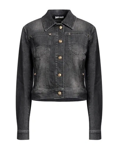 Just Cavalli Woman Denim Outerwear Charcoal Size 4 Cotton, Elastane In Grey
