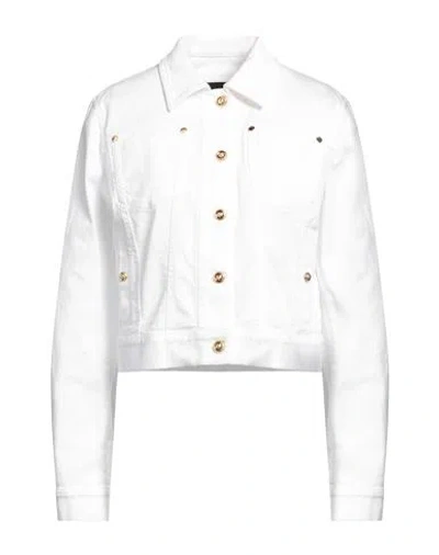 Just Cavalli Woman Denim Outerwear White Size 4 Cotton, Elastane