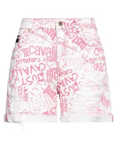 Just Cavalli Woman Denim Shorts White Size 26 Cotton, Elastane