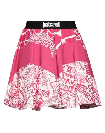 Just Cavalli Woman Mini Skirt Magenta Size 4 Cotton In Multi