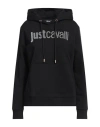 Just Cavalli Woman Sweatshirt Black Size L Cotton, Elastane