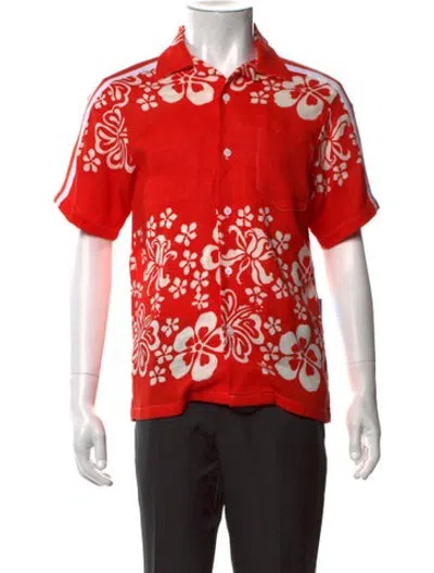 Pre-owned Just Don Linen Floral Print Shirt W/ Tags In Red