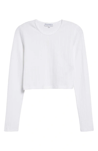 Jw Anderson Anchor Embroidered Cotton Pointelle Crop Top In White