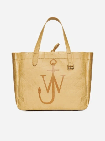 Jw Anderson Belt Large Canvas Tote Bag In Beige