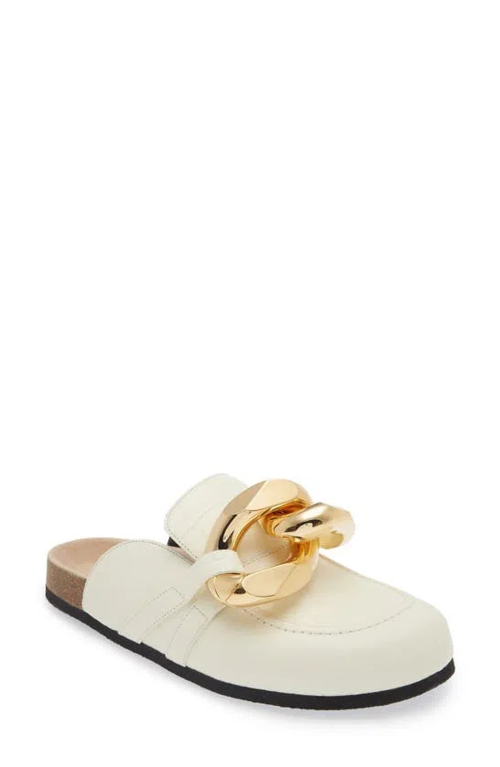 Jw Anderson Chain Detail Loafer Mule In Calf Print Cocco White