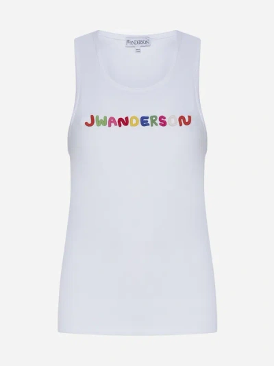 Jw Anderson Logo Cotton Tank Top In White