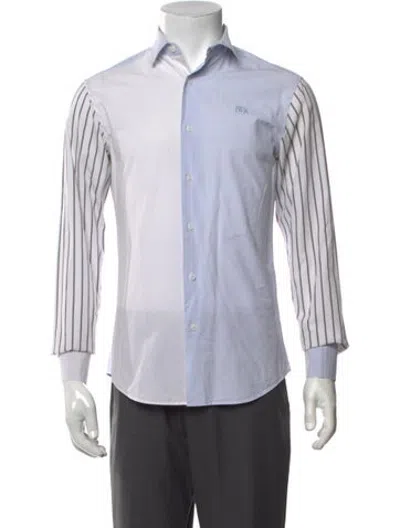 Pre-owned Jw Anderson Striped Long Sleeve Dress Shirt In Blue
