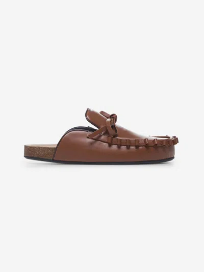 Jw Anderson Tan Leather Ruffle Mules