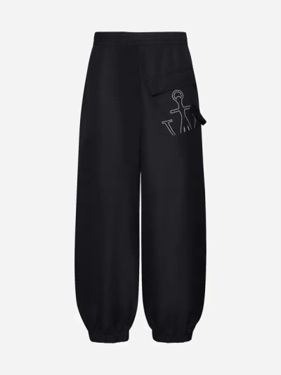 Jw Anderson Twisted Nylon Joggers In Black