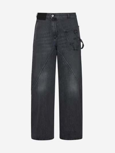 Jw Anderson Twisted Workwear Jeans In Grey