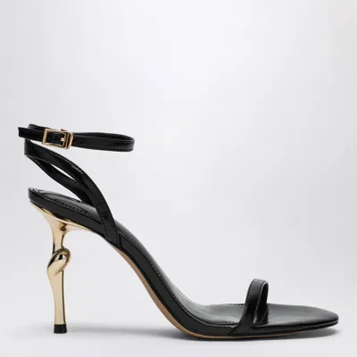 Jw Pei Alivia Black Sandals With Golden Metal Heel