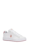K-swiss Court Shield Leather Sneaker In White/ Fxglve/ Apricot
