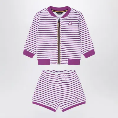 K-way Sponge Outfit White/purple Striped In Multi