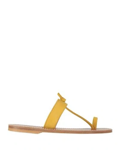 Kjacques K. Jacques St. Tropez Woman Thong Sandal Ocher Size 7 Leather In Yellow