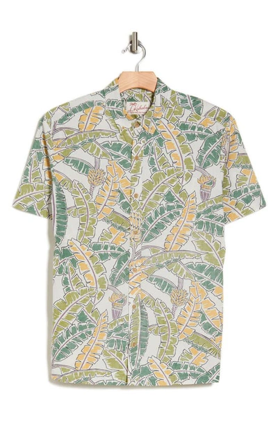 Kahala Banana Flora Short Sleeve Cotton Button-down Shirt In Natural Reverse Multi