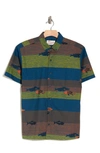 Kahala Flowy By Short Sleeve Cotton Button-up Shirt In Marine