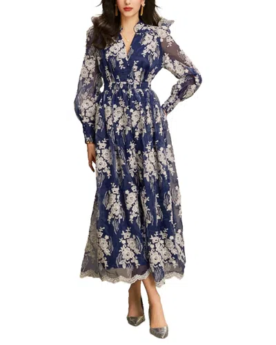Kaimilan Long Printed Dress In Blue