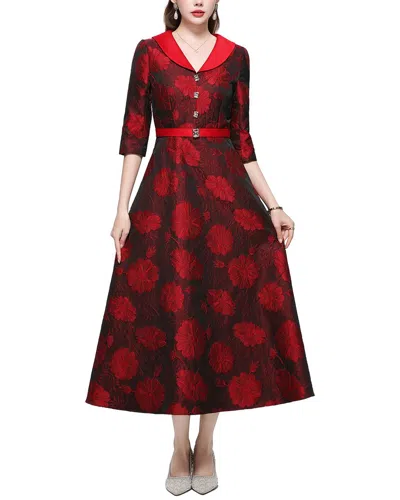 Kaimilan Printed Midi Dress In Burgundy