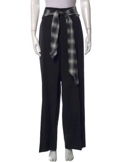 Pre-owned Kallmeyer Plaid Print Wide Leg Pants In Black