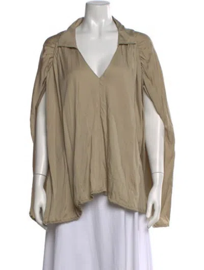 Pre-owned Kallmeyer Silk V-neck Top In Neutrals