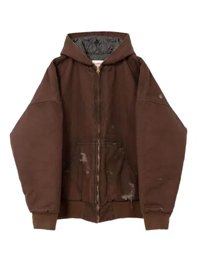 Kamiya Boro Distressed Hooded Jacket In Brown