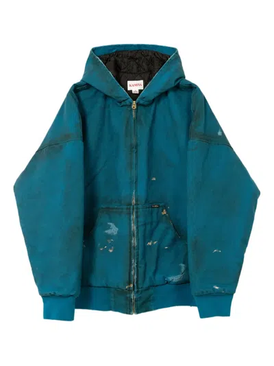 Kamiya Boro Distressed Zip-up Jacket In Blue