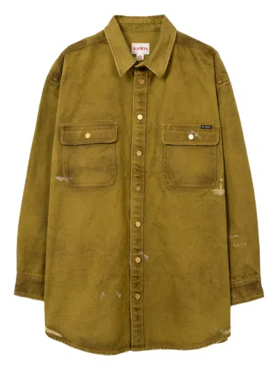 Kamiya Distressed Pocket Shirt In Yellow