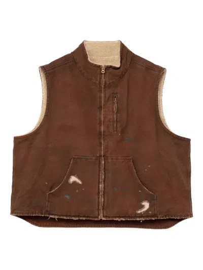 Kamiya Fleece-lined Vest In Brown