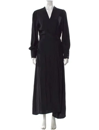 Pre-owned Kamperett Silk Long Dress In Black