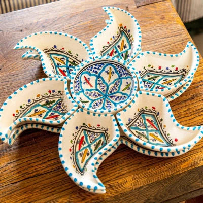 Kamsah Large Star Plate & Serving Set, Mediterranean Turquoise In Multi