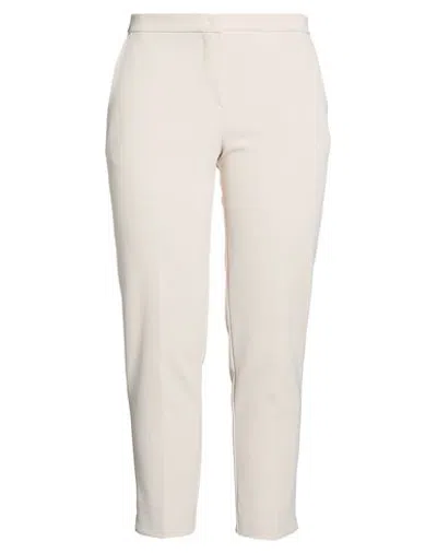 Kaos Woman Pants Cream Size 10 Polyester, Elastane In Neutral