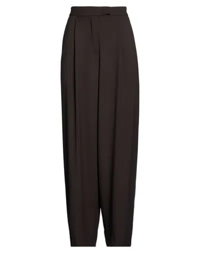 Kaos Woman Pants Dark Brown Size 10 Polyester, Viscose, Elastane In Animal Print