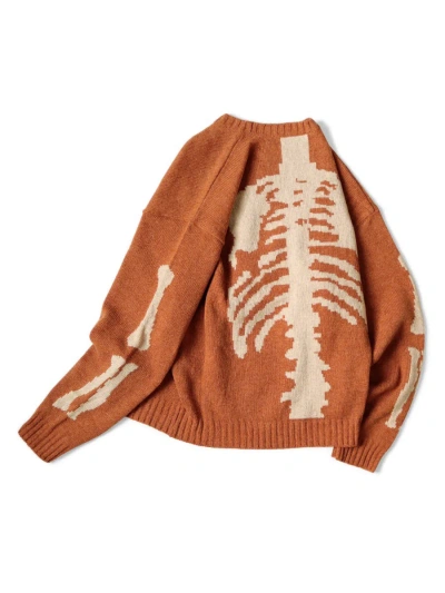 Pre-owned Kapital 5g Wool Bone Crew Sweater In Orange