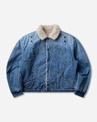 Kapital Men S 12.5oz Broken Denim X Boa Fleece Thunderbird Jacket In Multi