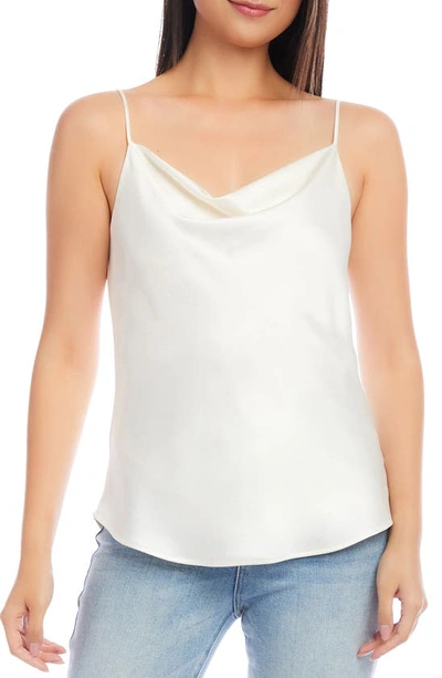 Karen Kane Cowl Neck Satin Camisole In Ivory