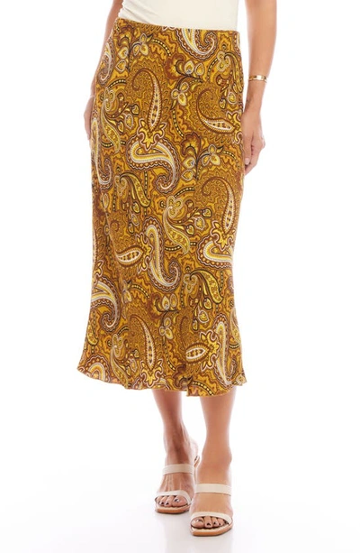 Karen Kane Paisley Midi Skirt In Yellow